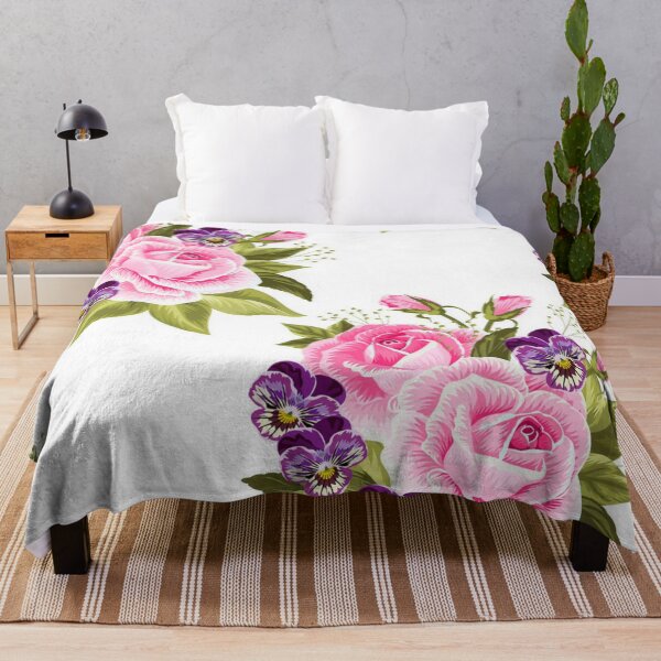 Item preview, Vintage Pink Roses and Purple Pansies - Cute Floral Seamless Pattern designed and sold by FlatInkStudio.