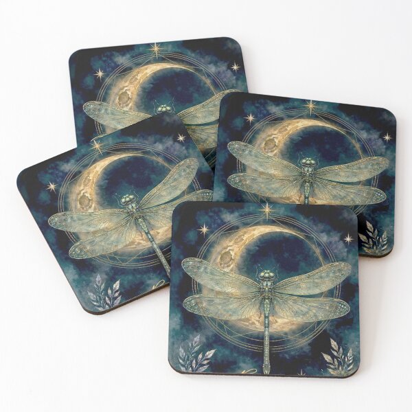 Item preview, Watercolor Dragonfly Moon – Free Spirit Night Sky Illustration | Celestial Boho Nature Art designed and sold by Biedroneczka.
