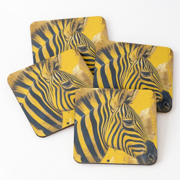 Item preview, Zebra — Retro Painted Yellow Background, Luxe Metallic Inks, Bright Colors designed and sold by Jandedan.