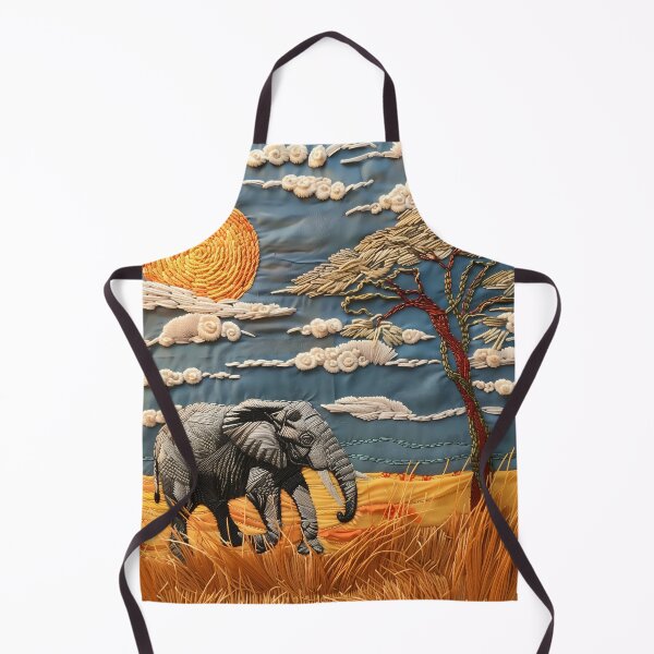Item preview, Savanna Elephant Wall Art — Quilted Embroidery Print designed and sold by NordicThreadArt.