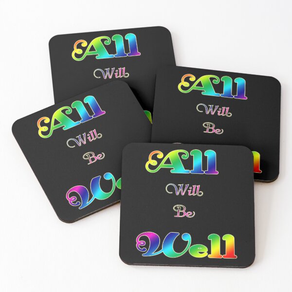 Item preview, All Will Be Well Positive Quote - Vibrant Rainbow Neon Typography Inspirational Aesthetic Poster designed and sold by Lainey1978.