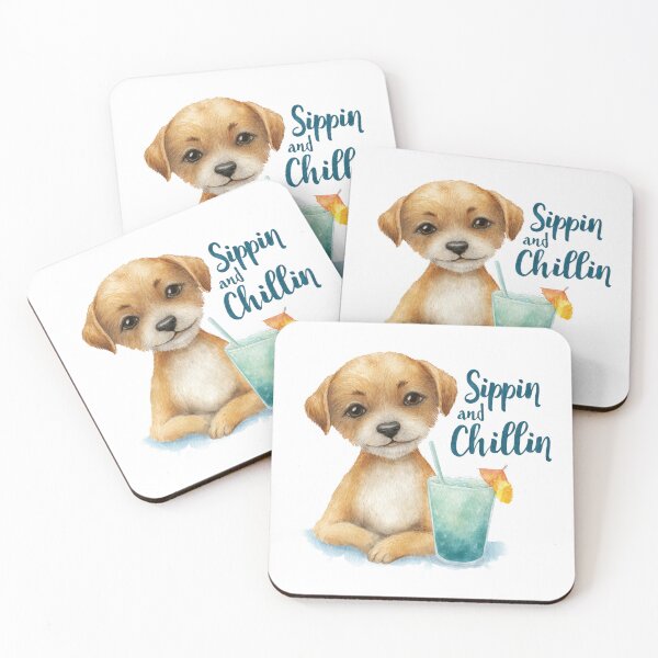 Item preview, Sippin and Chillin Dog Cute Summer Drink Vibes designed and sold by olenapetol.