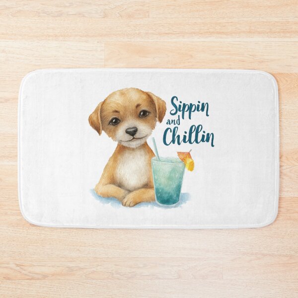 Item preview, Sippin and Chillin Dog Cute Summer Drink Vibes designed and sold by olenapetol.