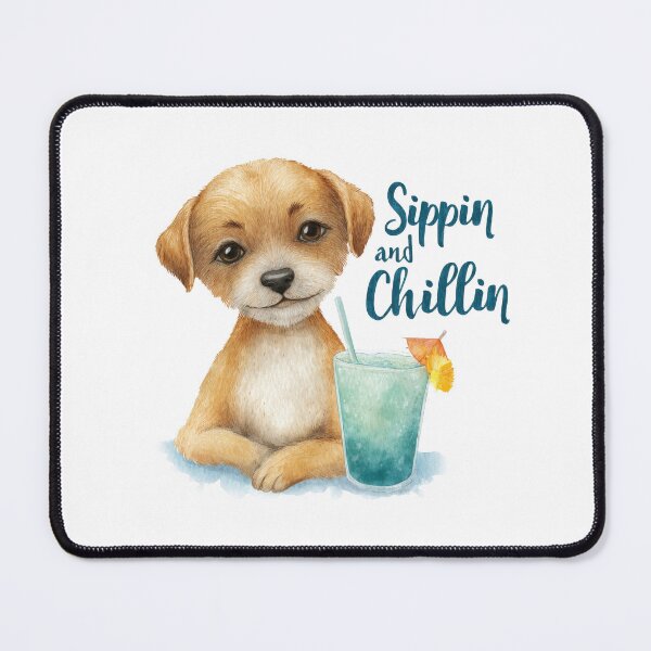 Item preview, Sippin and Chillin Dog Cute Summer Drink Vibes designed and sold by olenapetol.