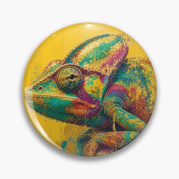 Item preview, Chameleon — Retro Painted Yellow Background, Luxe Metallic Inks, designed and sold by Jandedan.