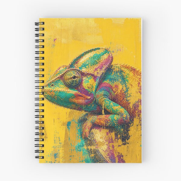 Item preview, Chameleon — Retro Painted Yellow Background, Luxe Metallic Inks, designed and sold by Jandedan.
