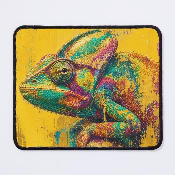 Item preview, Chameleon — Retro Painted Yellow Background, Luxe Metallic Inks, designed and sold by Jandedan.