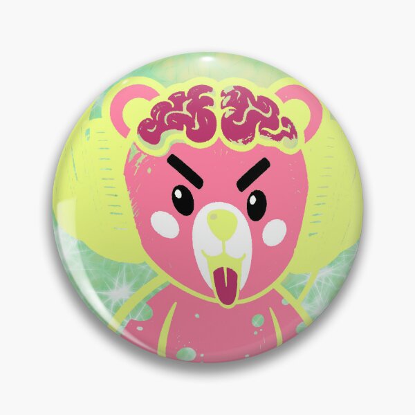 Item preview, Cyberpunk Pink Bear with Brain and Headphones designed and sold by AstronautMerch.
