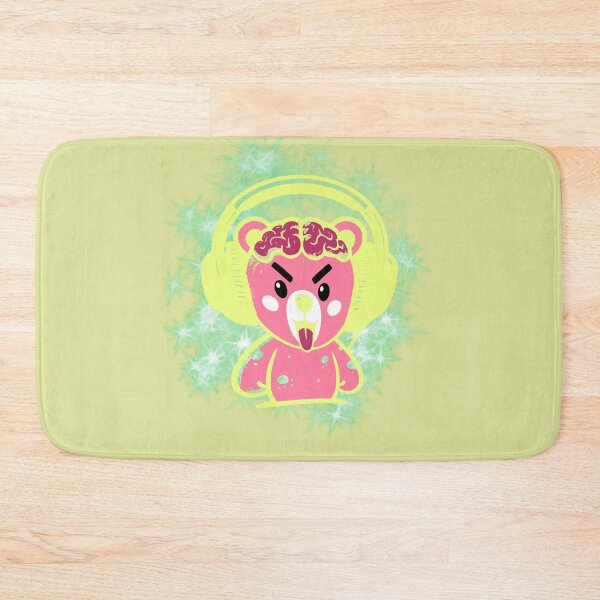 Item preview, Cyberpunk Pink Bear with Brain and Headphones designed and sold by AstronautMerch.