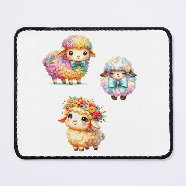 Item preview, Cute Pastel Rainbow Floral Lambs Trio designed and sold by New Art.