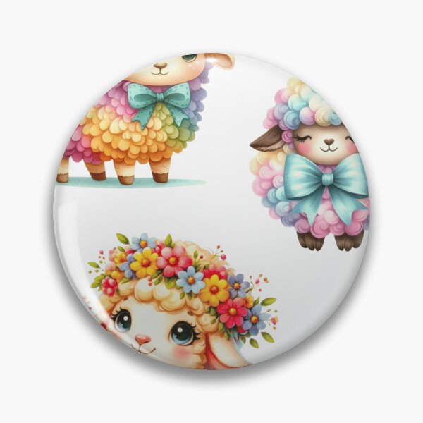 Item preview, Cute Pastel Rainbow Floral Lambs Trio designed and sold by New Art.