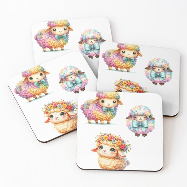Item preview, Cute Pastel Rainbow Floral Lambs Trio designed and sold by New Art.