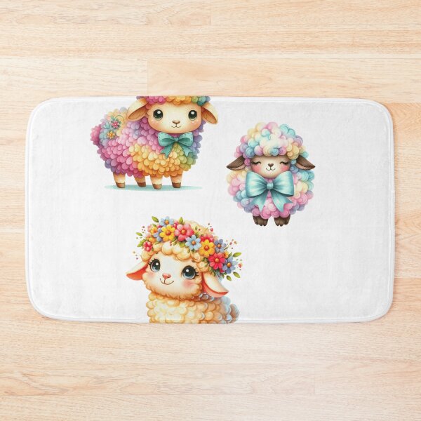 Item preview, Cute Pastel Rainbow Floral Lambs Trio designed and sold by New Art.
