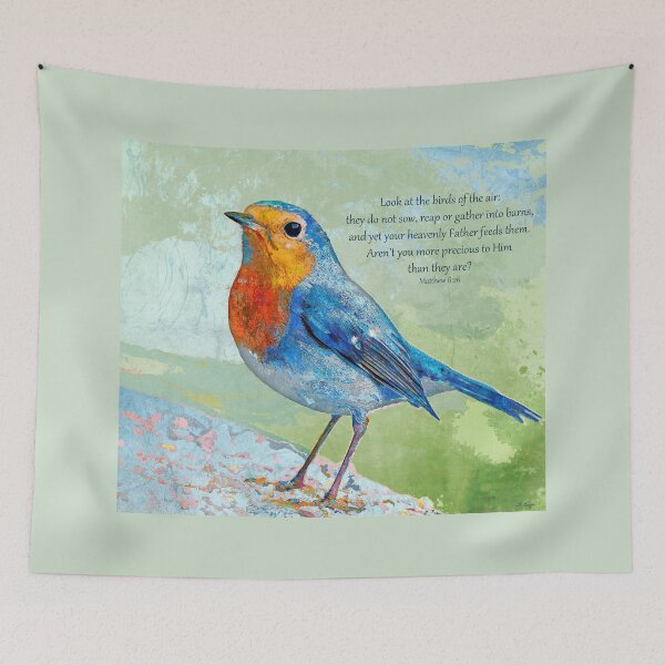 Item preview, Matthew 6 26 Christian Bird Bible Verse Art designed and sold by Sharon Cummings Art.