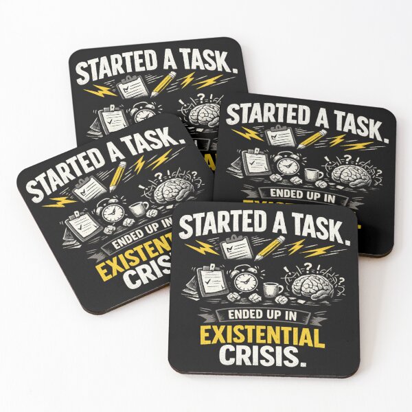 Item preview, Started a Task. Ended Up in Existential Crisis – ADHD Chaos Humor Minimal Typography designed and sold by Ladys-Gents.