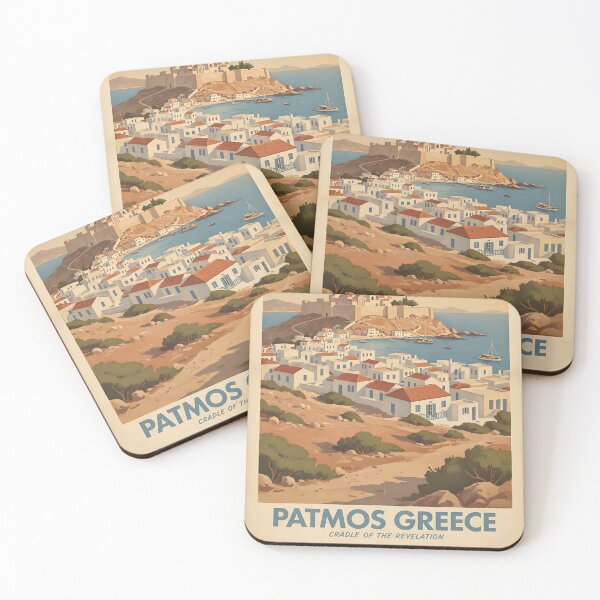 Item preview, Patmos Greece, Greek Island Vintage Travel Tourism designed and sold by TravelersGems.