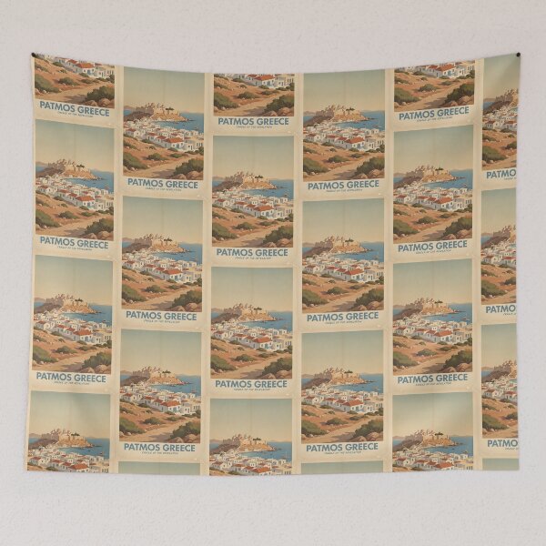 Item preview, Patmos Greece, Greek Island Vintage Travel Tourism designed and sold by TravelersGems.