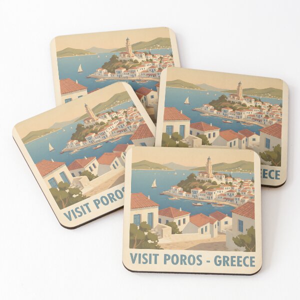 Item preview, Poros Greece, Greek Island Vintage Travel Tourism designed and sold by TravelersGems.