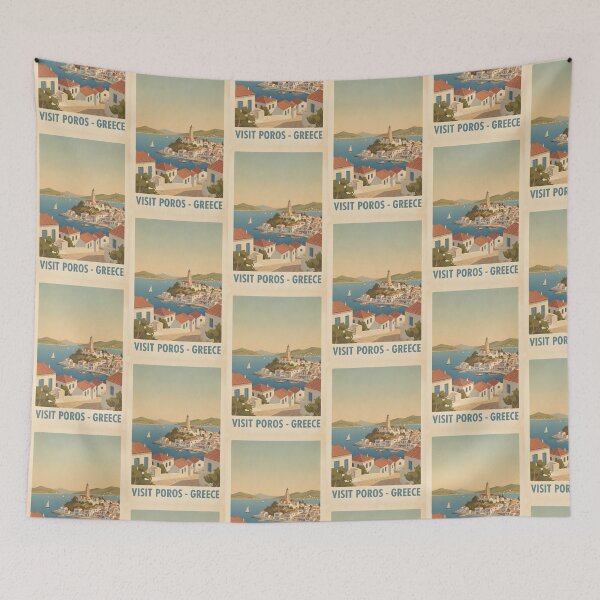 Item preview, Poros Greece, Greek Island Vintage Travel Tourism designed and sold by TravelersGems.