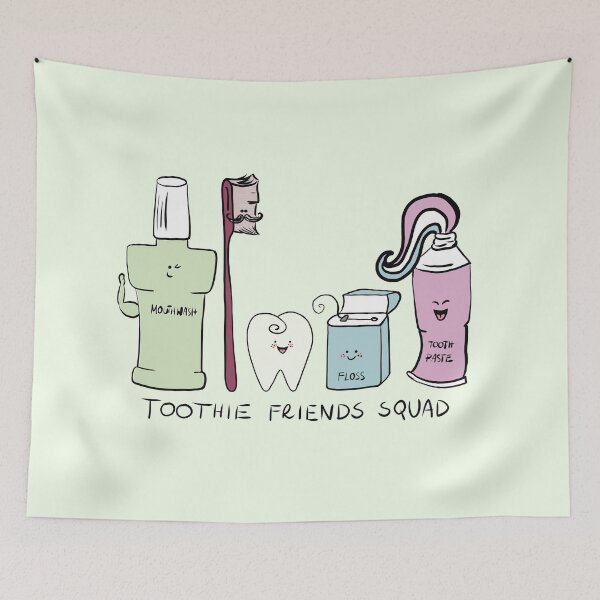 Item preview, Cute Dental Care Characters – Toothbrush Toothpaste Floss Cartoon, Kids Dentist Gift designed and sold by karolaart.