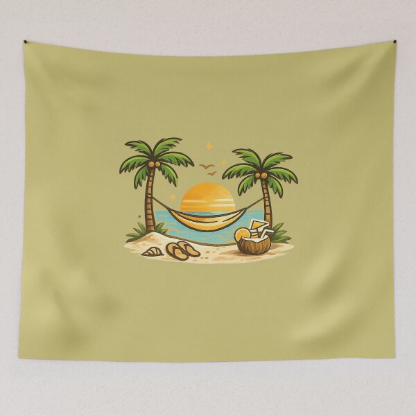 Item preview, Tropical Sunset Hammock - Relaxing Beach Summer Vibes Design. designed and sold by LunaPrintCo.