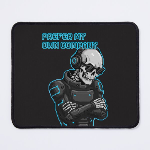 Item preview, "Prefer My Own Company" Cyberpunk Pixel Art Introvert Skeleton designed and sold by Cipher & Soul.