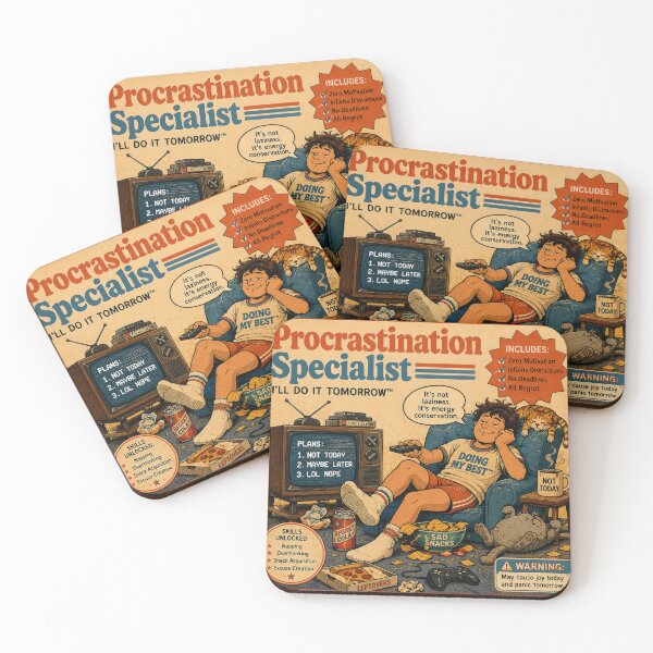 Item preview, Procrastination Specialist | I'll Do It Tomorrow Retro Funny Vintage Art designed and sold by 4TinyPaws.