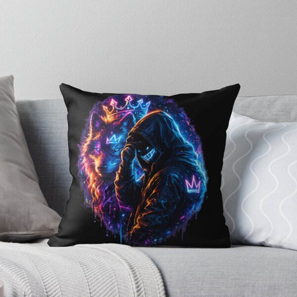 Item preview, Neon Wolf King Cyberpunk Streetwear Art designed and sold by Bismillah-Najah.