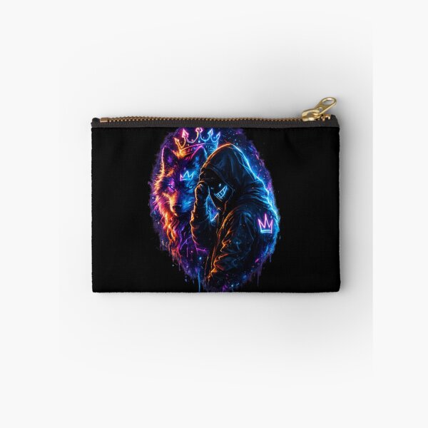 Item preview, Neon Wolf King Cyberpunk Streetwear Art designed and sold by Bismillah-Najah.