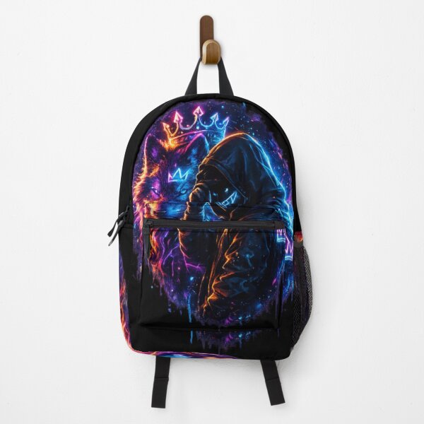 Item preview, Neon Wolf King Cyberpunk Streetwear Art designed and sold by Bismillah-Najah.