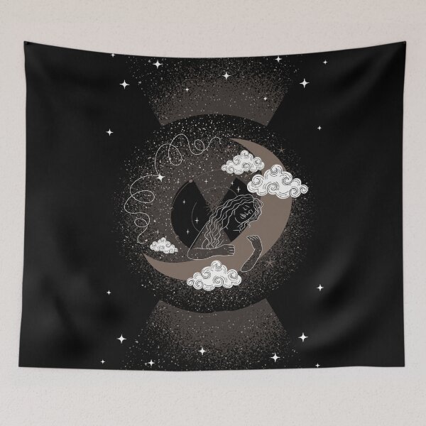 Item preview, Sleeping on the Moon - Celestial Tarot Witchy Line Art designed and sold by samahl_l.