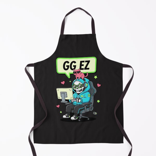 Item preview, "GG EZ" Funny Gamer Skeleton Chibi Pink Cat Gaming Chair designed and sold by Cipher & Soul.