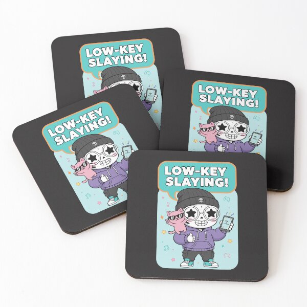 Item preview, "Low-Key Slaying" Cute Kawaii Skeleton Gen Z Slang Pastel Goth designed and sold by Cipher & Soul.