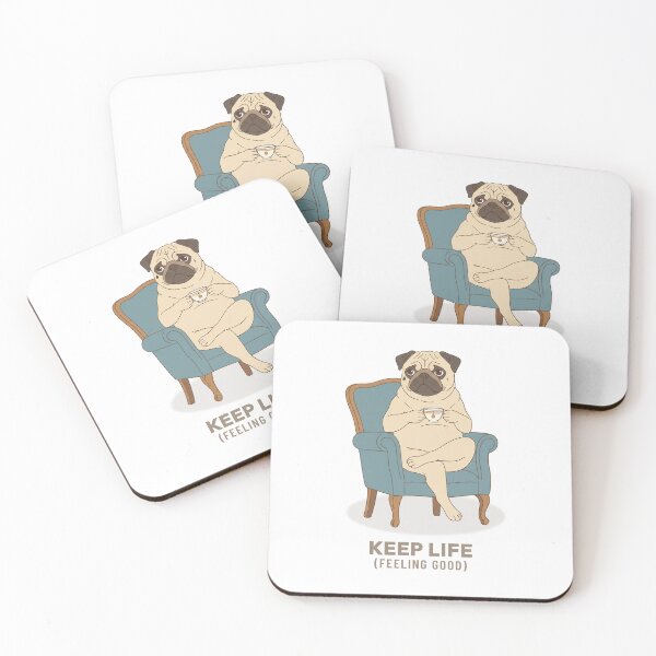 Item preview, Cozy Pug Having Tea Time Vintage Illustration designed and sold by Cozy Vintage Animal.