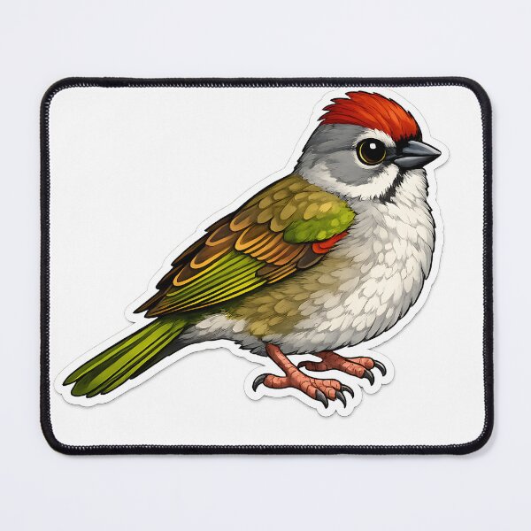 Item preview, Green-Tailed Towhee Sticker – Cute Cartoon Bird Vinyl Decal for Laptop, Water Bottle & Journal designed and sold by Yrwil.