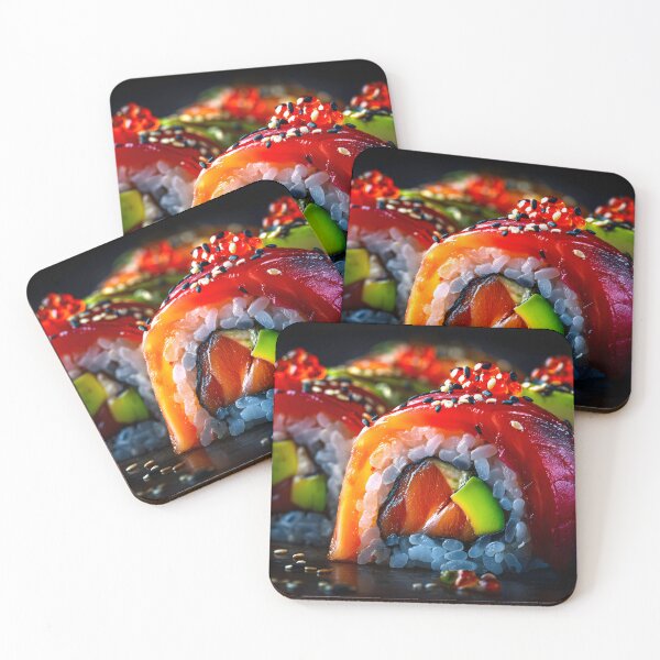 Item preview, Vibrant Sushi Rolls with Colorful Toppings Displayed designed and sold by Artessie.