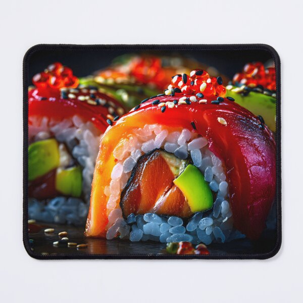 Item preview, Vibrant Sushi Rolls with Colorful Toppings Displayed designed and sold by Artessie.