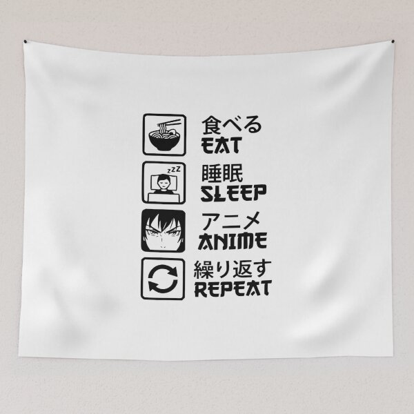 Item preview, EAT, SLEEP, ANIME AND REPEAT. designed and sold by Nubiyo.
