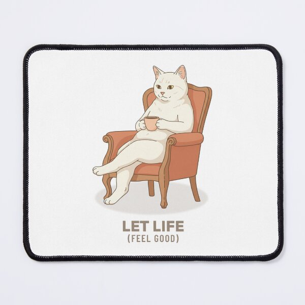 Item preview, Slow Living White Cat Drinking Coffee Art designed and sold by Cozy Vintage Animal.