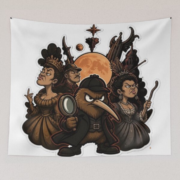 Item preview, Whimsical Detective Kiwi & Wise Storybook Owl Art Print designed and sold by tim tal.