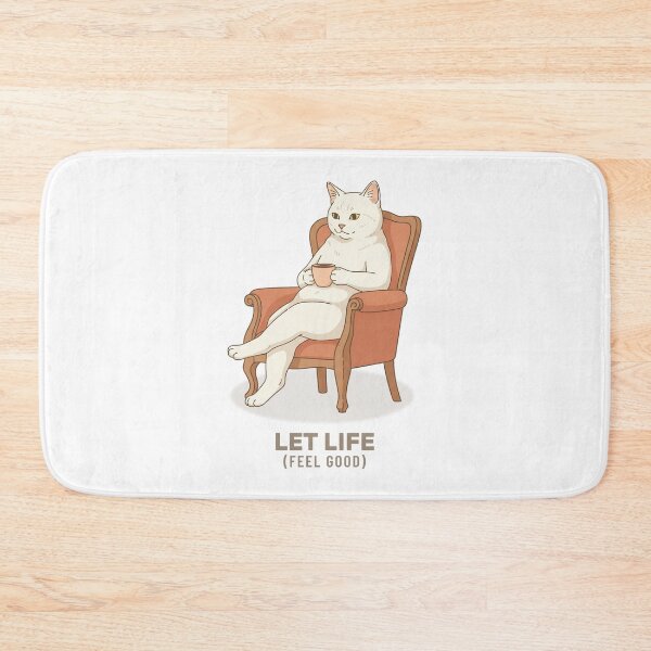 Item preview, Slow Living White Cat Drinking Coffee Art designed and sold by Cozy Vintage Animal.