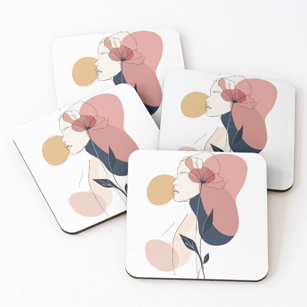 Item preview, Minimalist Line Art Woman with Poppy Print - Abstract Boho Dusty Rose Botanical Wall Art designed and sold by BestChoiceService.