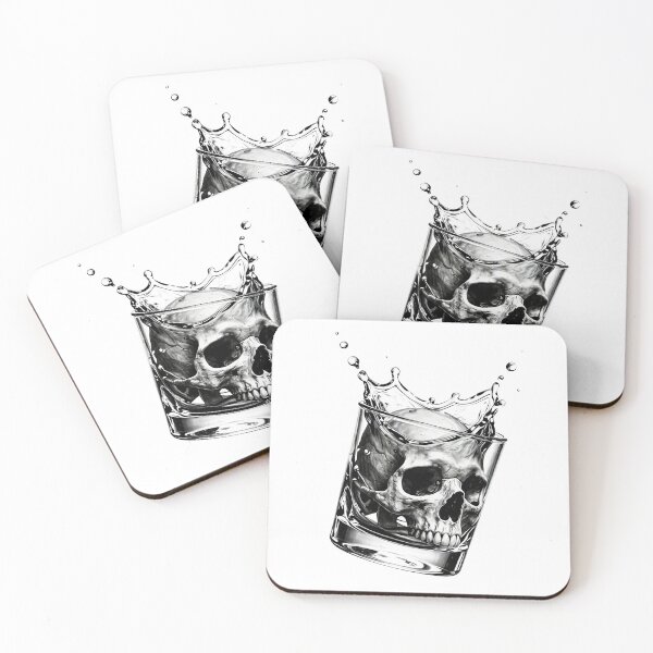 Item preview, Skull Splash Whiskey Glass Illustration designed and sold by Exodoi.