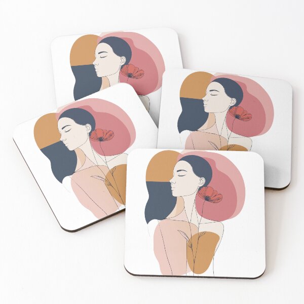 Item preview, Minimalist Side Profile Woman with Poppy Print - Abstract Boho Dusty Rose Botanical Wall Art designed and sold by BestChoiceService.