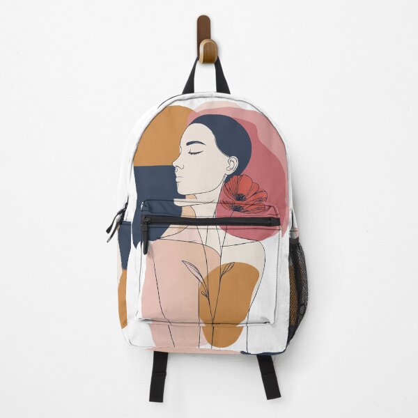 Item preview, Minimalist Side Profile Woman with Poppy Print - Abstract Boho Dusty Rose Botanical Wall Art designed and sold by BestChoiceService.