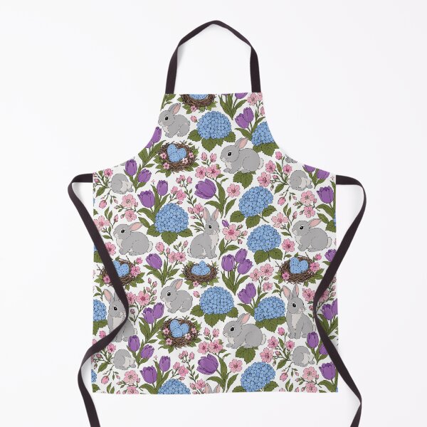 Item preview, Watercolor Easter Bunny Pattern - Cute Spring Flowers Blue Eggs designed and sold by FlatInkStudio.