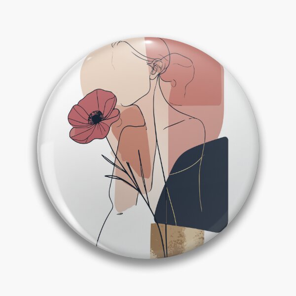 Item preview, Minimalist Faceless Woman with Poppy Print - Abstract Boho Dusty Rose Gold Foil Wall Art designed and sold by BestChoiceService.