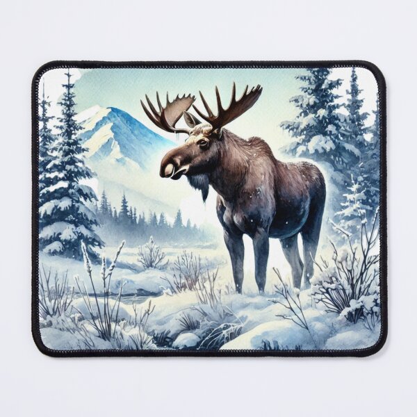 Item preview, Watercolor Moose in Snowy Landscape Graphic Design designed and sold by NCalNoveltees.