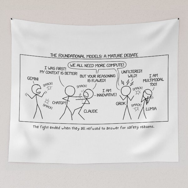 Item preview, Xkcd Style AI War - The Foundational Models Debate designed and sold by daila70.