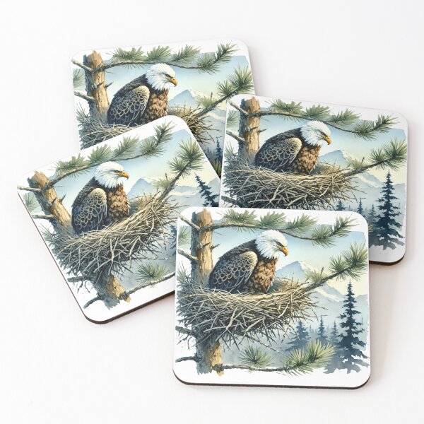 Item preview, Bald Eagle in Nest Watercolor Graphic Design designed and sold by NCalNoveltees.